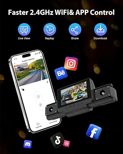 4 Channel 360 Dash Cam Front and Rear Inside & Left Right for Cars, 1080P with GPS 2.4GHz WiFi & APP Control, IR Night Vision, WDR, G-Sensor,Loop Recording, 24H Parking Mode,32GB Card for Taxi — view 6