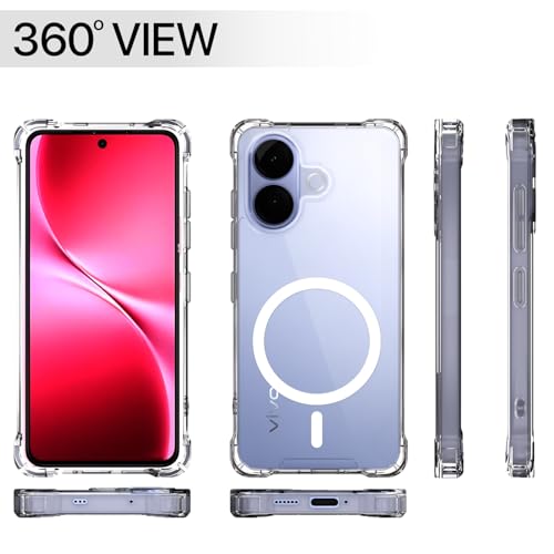 Image of Amazon Basics Back Cover for Vivo V60 Lite 5G Mag-Safe Shockproof PC + TPU Protective Case Magnetic Support Bumper Case (Transparent Mag-Safe)