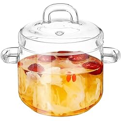 Cacerola De Vidrio Para Estufa Warmhm Cacerola De Vidrio Para Cocinar Con Tapa Olla Para Estofado Taza Humeante Tazón De Sopa De Vapor Estufa Olla Para Cocinar Crema De Huevo Tónico Para Nido De Pájaros 700Ml