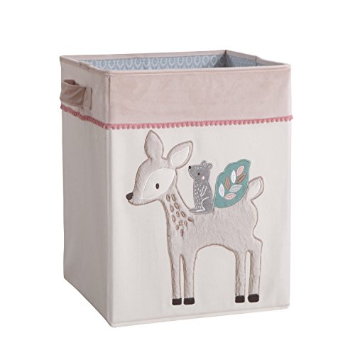 Image of Levtex Baby - Everly Hamper - Deer, Bunny, Squirrel, Hedgehog - Tan, Pink, Cream, Grey - Nursery Accessories