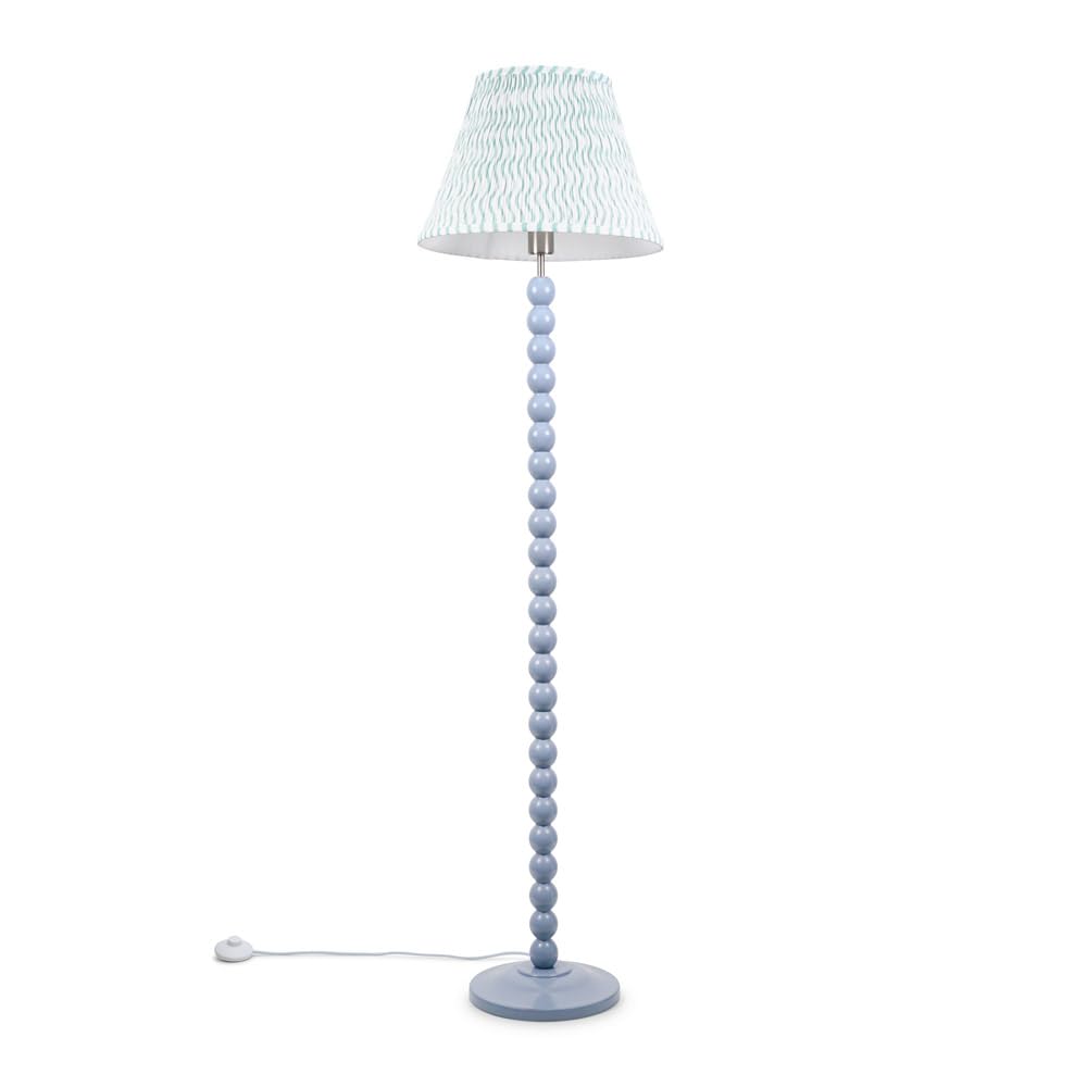 Bobbin Powder Blue Floor Lamp - Tapered Fabric Pleated Shade - LED Bulb