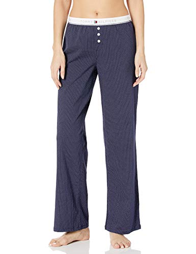 Tommy Hilfiger Women's Logo Pajama Pant, Navy Pin Dot Blue, M