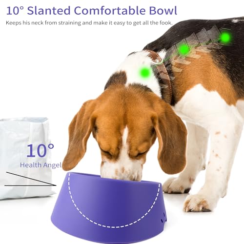 Mchxn Pet Dog Food Bowl 10° Slanted ,Silicone Material, Easy To Clean Non-Skid & Non-Spill Easier To Reach Food L/2.5 Cups Purple thumb #3