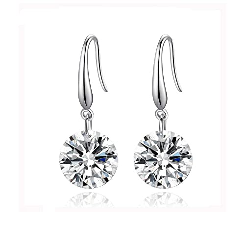 Savlano 925 Solid Sterling Silver Round Cubic Zirconia Dangle Drop Earrings For Women - Made in Italy Comes With Savlano Gift Box
