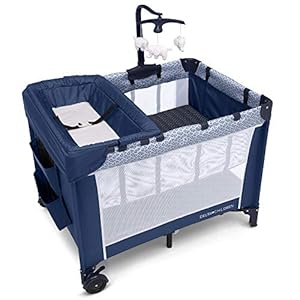 Delta Children LX Deluxe Portable Baby Play Yard with Removable Bassinet & Changing Table, Midnight