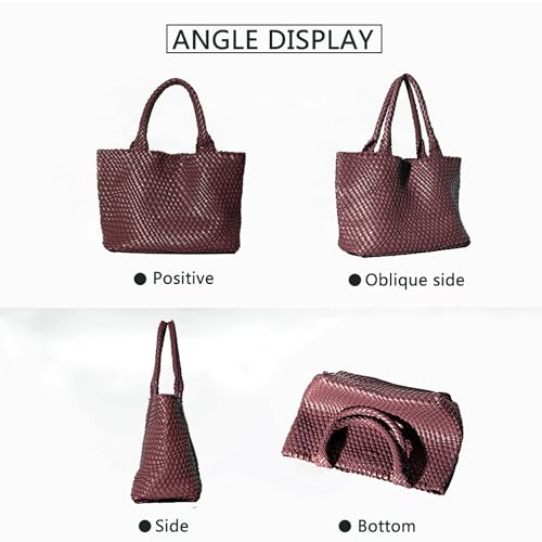Image of Woven Bag for Women, Tote Bag for Work, Large Beach Travel Handbag and Purse, Retro Handmade Shoulder Bag, Female Shopping Bag (Large, Coffee)