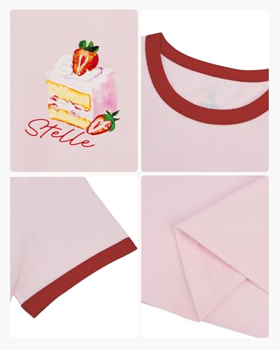 Image of Stelle Girls Graphic Tees Short Sleeve Girls Shirts Cute Tops Crew Neck Casual Basic Summer T-Shirt for Kids Teen 4-15 Years