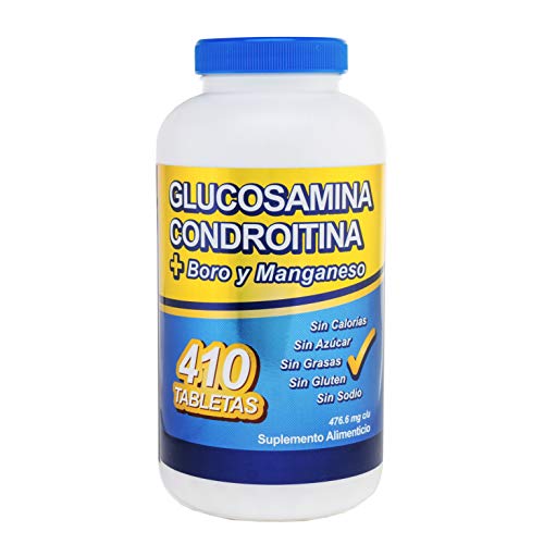 Glucosamina Condroitina Premium, con Boro y Manganeso 410 tabletas SIN AZÚCAR, SIN SODIO y SIN GLUTEN