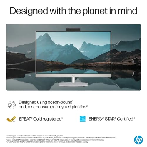 Image of HP 27 inch Touchscreen All in One Desktop Computer, FHD IPS Display(1920 x 1080), Intel 12-Core Ultra 7,Adjustable Height,Intel Graphics, Win 11 Pro, Jet Black, with Accessories,16 GB DDR5, 1TB SSD