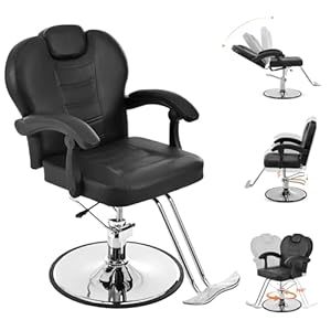 90°-150° Reclining Salon Chair for Hair Stylist, Barber Chairs for Barbershop, Heavy Duty Hydraulic Pump Hair Chair 360°Swivel Stylist Chairs for Salon – Black