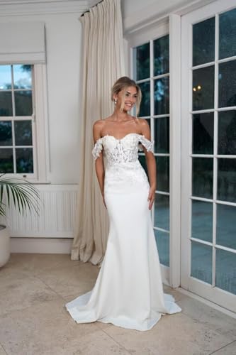 Cadoly Mermaid Wedding Dresses for Bride 2025 Fall V-Neck Modest Tulle Lace Appliques Elegant Boho Beach Bridal Gown4