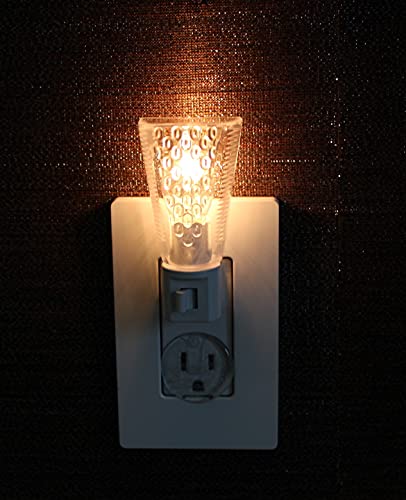 Dependable Industries Inc. Essentials Set Of 2 Night Light On/Off Switch Ul Certified White Base Clear See Thru Top Suitable For Bathroom, Bedroom, Hallway, Kids Room (Classic) #TOP4