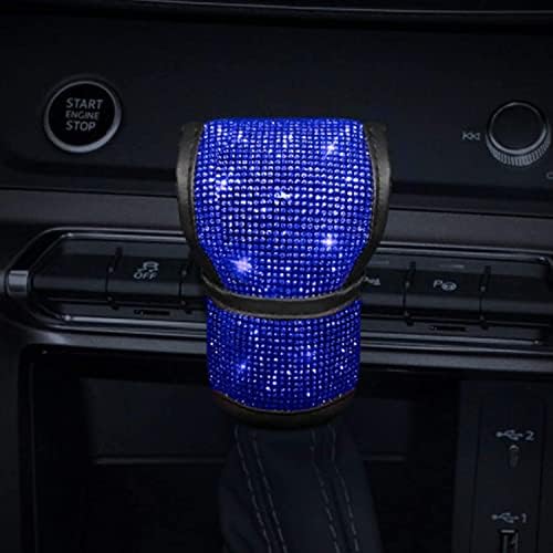 MLOVESIE Plush Auto Gear Shift Knob Cover with Crystal Glitter Bling Rhinestones for Girls,Lady Universal Fit (Bling) (Blue)
