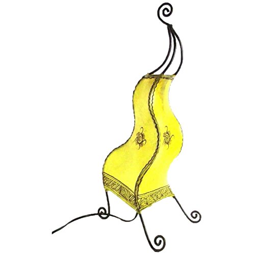 orientale lampada a stelo marokkanische Henna lampada Pelle lampada da tavolo lampada da terra piantana Orient essao uira sole 50 cm, Gelb, E14 40.0 wattsW