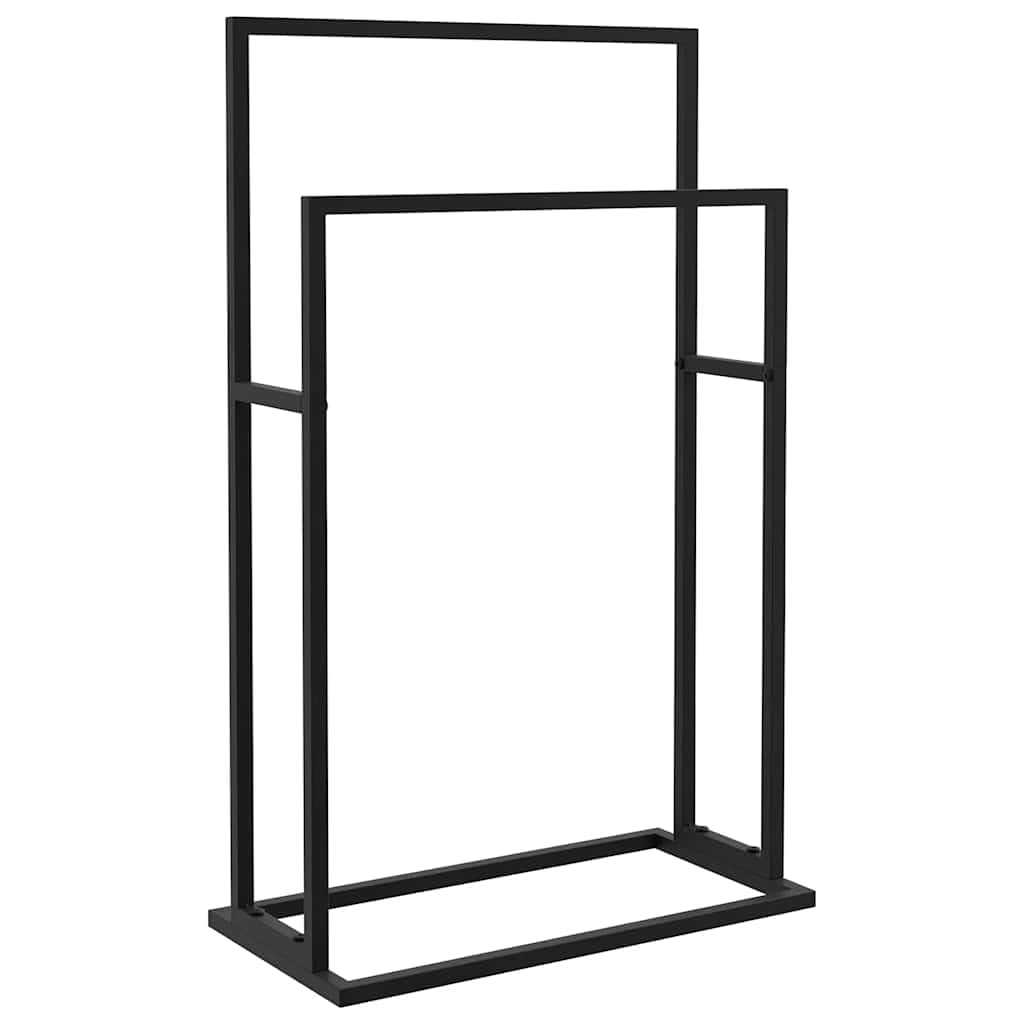 vidaXL Freestanding Towel Rack Bathroom Washroom Laundry Room Accessories Standing Towel Storage Drying Rack Holder Unit Iron Black