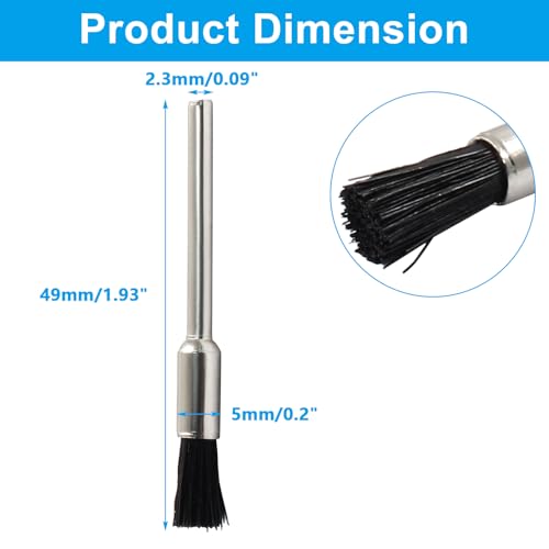 Image of 30Pcs Bristle Cleaning End Brushes Pen, 2.3mm Mandrel Wire Bushes Set, Rust Paint Removal Bits Polishing Rotary Tool Accessories, 1 /5 inch x 3 /32 inch