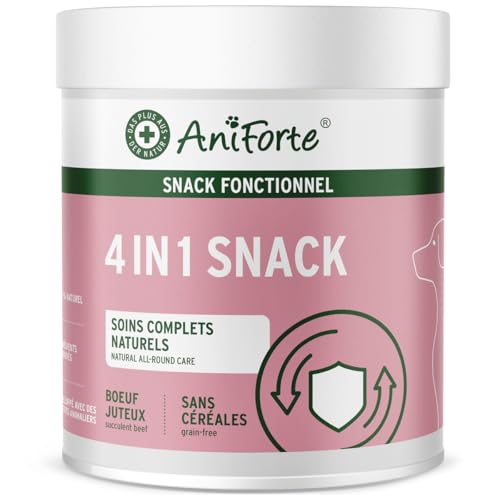 AniForte 4 en 1 Snack, Friandise Premium pour Chiens 300 g – pour Les articulations, Le système immunitaire, la Peau et l'estomac, avec de la Poudre de moules aux lèvres Vertes et de l'églantier