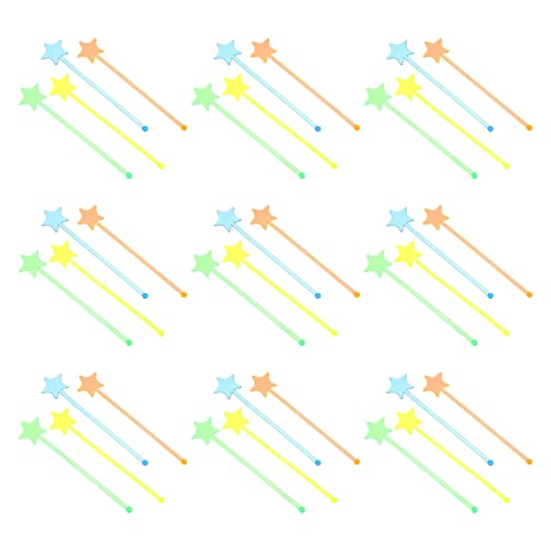 SOLUSTRE 50Pcs Colorful Star Shaped Mixing Rods Portable Swizzle Sticks for Cocktails Juice and Beverages Ergonomic Design for Easy Stirring and Storage