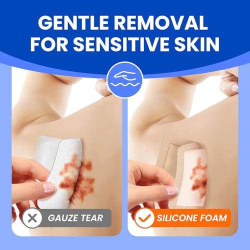 Image of Large Waterproof Bandages 6x6 Silicone Foam Dressing Sensitive Skin, 10 PCS