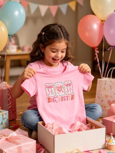 Image of Funnycokid Big Sister Shirts for Girls Pregnancy Announcement Toddler Promoted to T-Shirt 1-7 Years