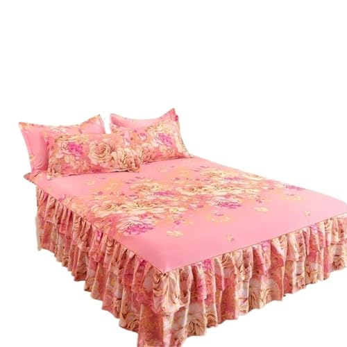 Falda de cama impresa floral ajustable para colchón individual y doble 2