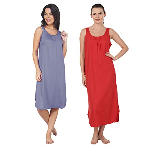 Image of BLAZON Women's Cotton Hosiery Solid Maxi Nighty Slip (Pack of 2) Available Sizes: S, M, L, XL, 2XL, 3XL, 4XL, 5XL