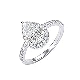 Vinjewelry Pear Shaped Moissanite Ring Women Engagement Ring Promise Bridal Ring 1.5 Carat 14k White