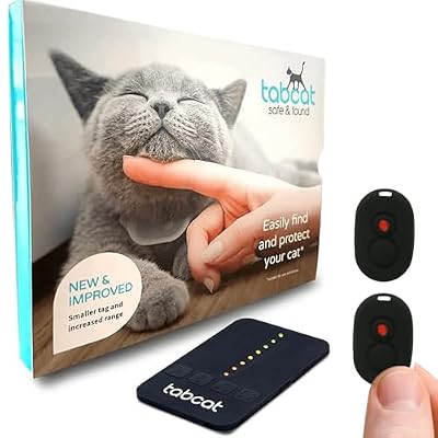 Tabcat V2 Cat & Kitten Tracker - No Subscription | 2 Lightweight Homing Tags, Cases & Tracking Handset | RF Technology, More Accurate than GPS | Track 2 Cats Indoors & Outdoors to 2.5 cm & 150 m Range