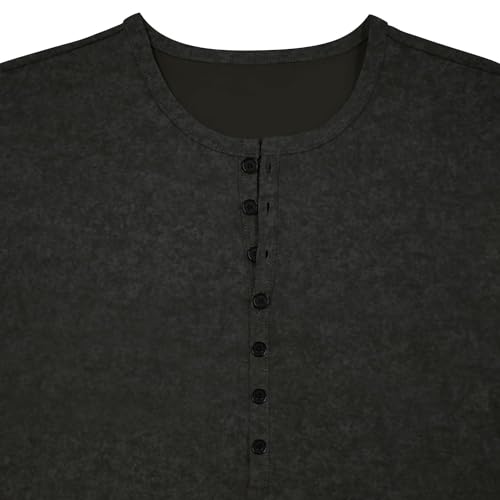 Retro Henley Shirts for Men Short Sleeve Distressed Casual Button Slim Fit Tee Shirts3