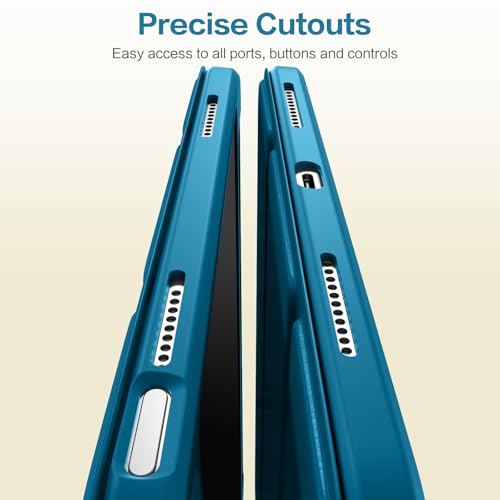 Image of Wenlaty Compatible with iPad (A16) 11th Generation Case 11 Inch 2025, for iPad 10th Generation Case 10.9 Inch 2022 with Pencil Holder, Trifold Stand Protective Clear Back, Auto Wake /Sleep, PeacockBlue