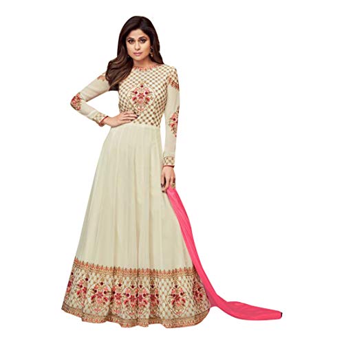 off White Indian Ethnic Anarkali Salwar Kameez Lunghe Donne Musulmane Vestono Bollywood Abaya Designer Wedding 7546