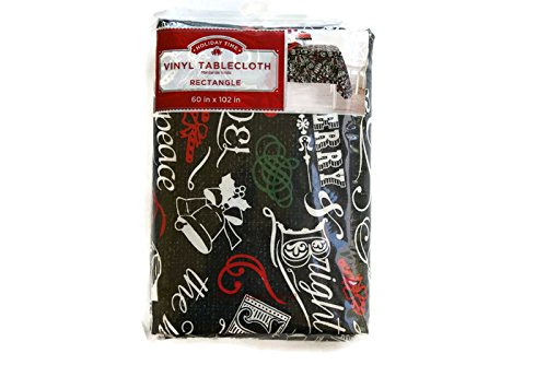 Holiday Chalkboard Style Easy Care Vinyl Tablecloth - 60