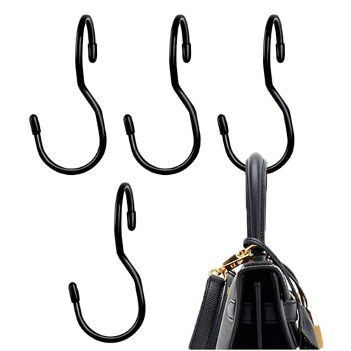 メタルSフック - 多機能吊り下げフック、タオルホルダー | 強力で錆びにくいデザイン。キッチン、浴室、クローゼット、植物、鍋、調理器具、衣類、バッグ、タオルの整理に最適で、家庭での収納やオーガナイズに便利なシルバー4個セットです。