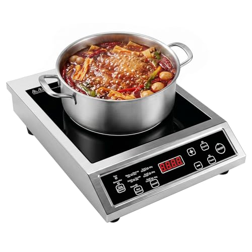 Plaque à Induction 3500W Portable, Plaque Induction Simple avec Commande Tactile, 10 Niveaux de Puissance et Température, Minuterie 4 Heures, Usage...