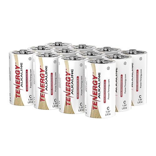 Tenergy 1.5V C Alkaline LR14 Battery High Performance C Non-Rechargeable Batteries for Clocks Remotes Toys & Electronic Devices Replacement C Cell Batteries 12 Pack