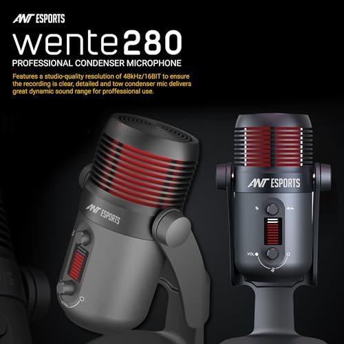 Ant Esports Wente 280 USB Microphone, Condenser Gaming Microphone for PC/MAC/PS4/PS5/Phone-Cardioid Mic with Brilliant RGB Lighting Headphone... - Image 2