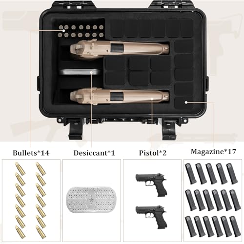 Image of TSA Approved Gun Pistol Case Waterproof Handgun Case with Pre-Cut EVA Foam Shockproof Travel Carrying Hard Shell Case Included Silica Gel Canister, Black