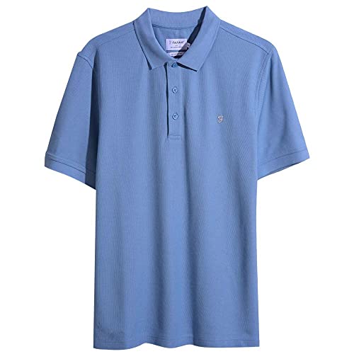 Image of Farah Classic Men's Cove Polo Shirt, Faded Denim Blue, Medium