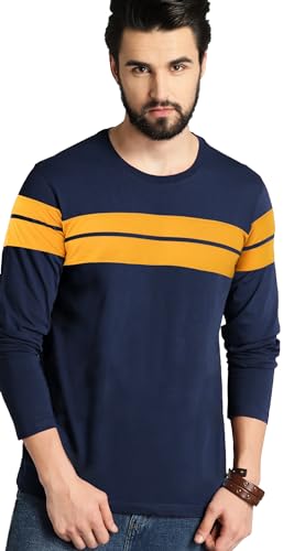 Image of LEOTUDE Men's Full Sleeve Regular Fit Tshirt, Round Neck Cottonblend T-Shirt (Color Multicolor)