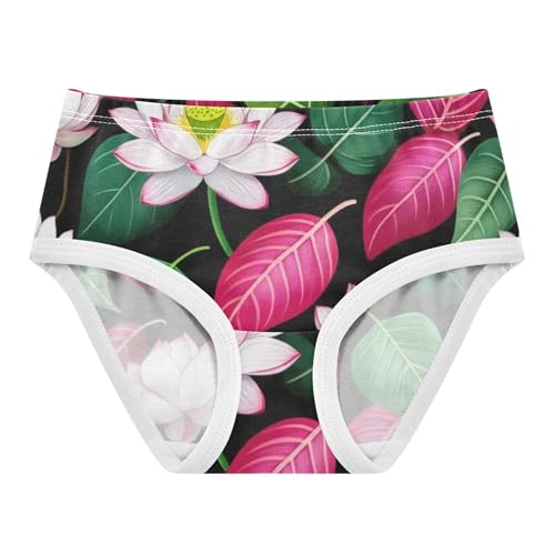 Toddler Girls Underwear 2t Cotton Girl Panties Cute Fun Print Kids Briefs Undies Colorful Leaves White Lotus Flowers