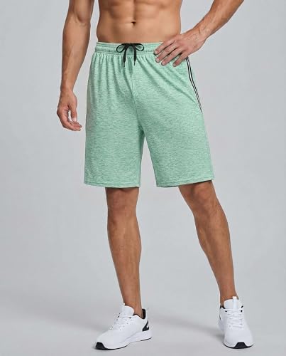 Image of Real Essentials Men's 5 Pack: 9 inch Dry-Fit Shorts - Athletic Gym, Workout, Basketball, Running, Casual Lounge Active Pockets
