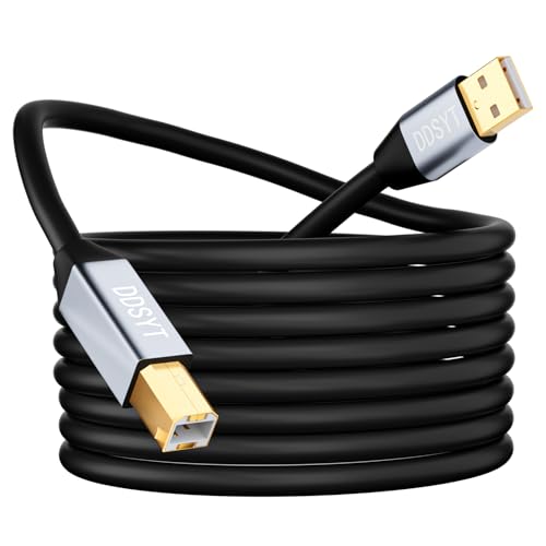 DDSYT USB 2.0 Printer Cable 6ft, USB-A to USB-B 2.0 Cable with 480 Mbps Transfer Speed for Printer or External Hard Drive, Gold-Plated Connectors