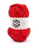 Vendue à l'unité Pingouin - Pelote de Laine Pingo Chenille Glitter - Laine à Tricoter - 100% POLYESTER - Aiguille n°7 - Couleur ROUGE