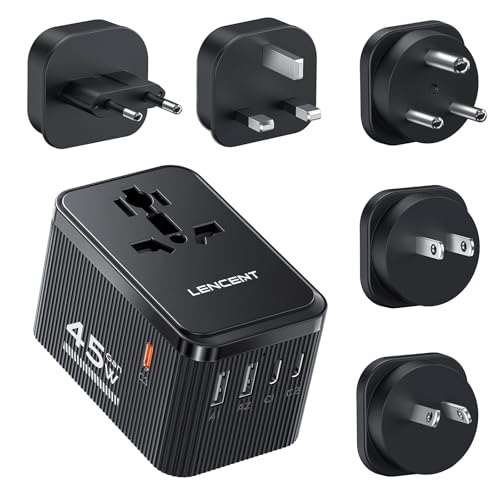 LENCENT Adaptateur Prise Universelle Type D/G/C/I/A, avec 45W 3 USB C et 2 USB A, Adaptateur Universel de Voyage France vers UK USA Canada Inde Sri Lanka...