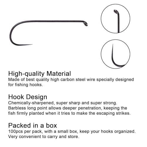 Hameçons de pêche à la mouche sans ardillon pour Catch & Release