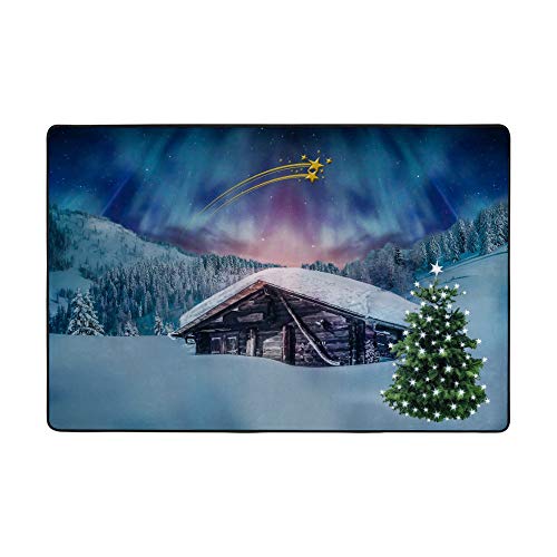 Tapis de Noël grand format doux et isolant en velours corail