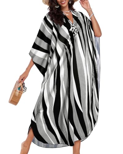 Image of Kaftan Dresses for Women V Neck Caftans Batwing Sleeve Beach Cover Ups | JILUVIN Plus Size Long Floral Print Dress, Loose Fit Maxi Casual Moomoo, Lounge House Mumu Nightgown Summer Vocation 2026