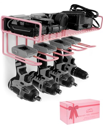 Pink Power Tool Organizer - Wall Mount Style for Power Tool Drill Storage as Heavy Duty Tool Shelf & Tool Rack with Compact Design image 8