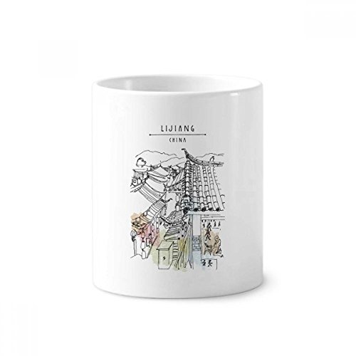 Porte-stylo en céramique et tasse blanche 350 ml style maison paisible