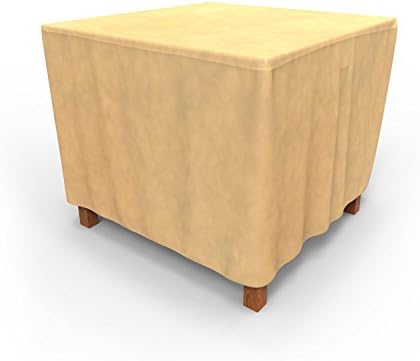 Budge P5A24SF1 All Seasons Square Patio Table Cover Lightweight, UV-Resistant, Small-28 H L x 36" W, Tan